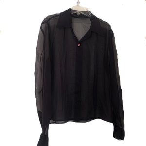 Express Sheer Button Down Blouse